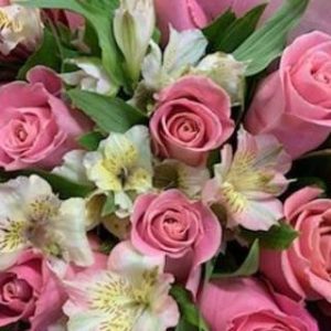 Pink Roses and Alstroemerias